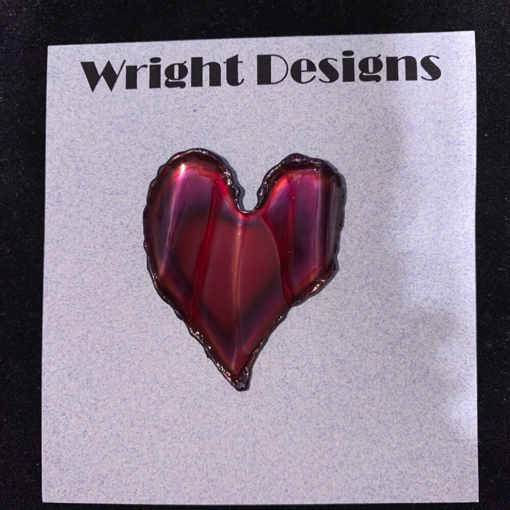 Brave Wavy Purple Heart Brooch 2 Inches Chrome-Plated Sheet Steel Hand-Cut David